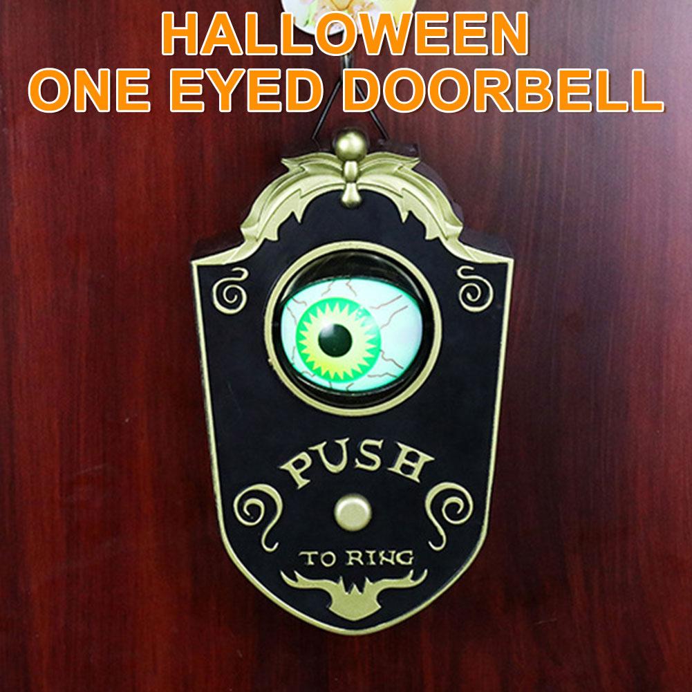 Animated Eyeball Halloween Doorbell with Spooky Sounds LED Hanging Doorbell Front Door Haunted House Halloween Decor Prank Props