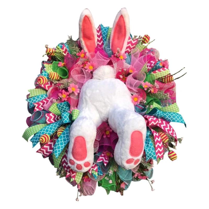 Easter Decorations Craft Supplies Easter Rabbit Wreath With Ears Rabbit Shape Garlandwall Decor Home Decoration Props