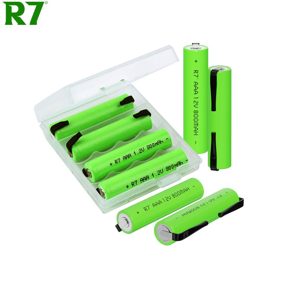 R7 1.2V AAA Ni-MH Rechargeable Battery 800mAh with Weld Tabs - Long-Lasting Power for Electric Shaver, Razor, Toothbrush