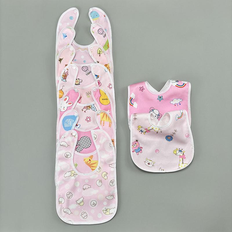 

4/6/8/10pcs Waterproof Baby Feeding Bibs Infants Cute Pattern Saliva Towel Newborn Toddler Soft Burp Cloth For Kids Bib Random 4pcs розовый