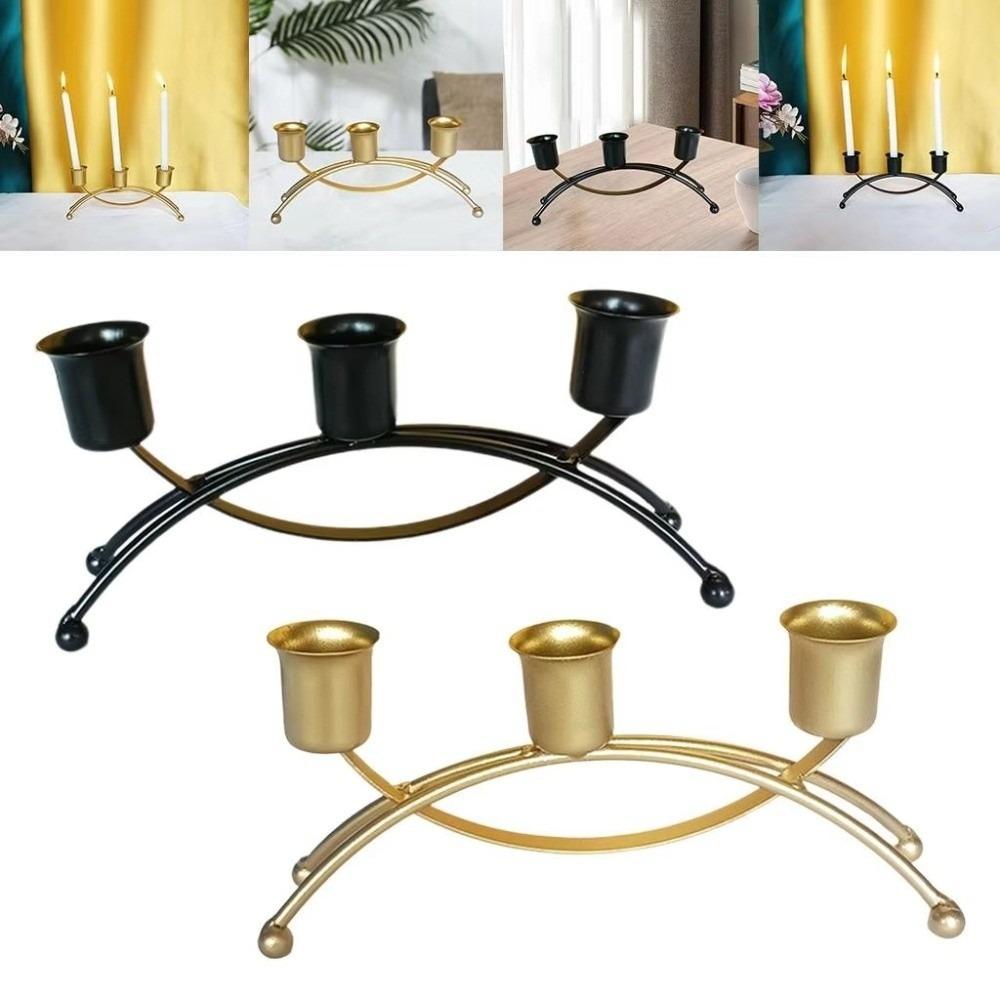 Metal Iron Candleholder Three Head Vintage Candelabra Candle Containers  Wedding Centerpiece