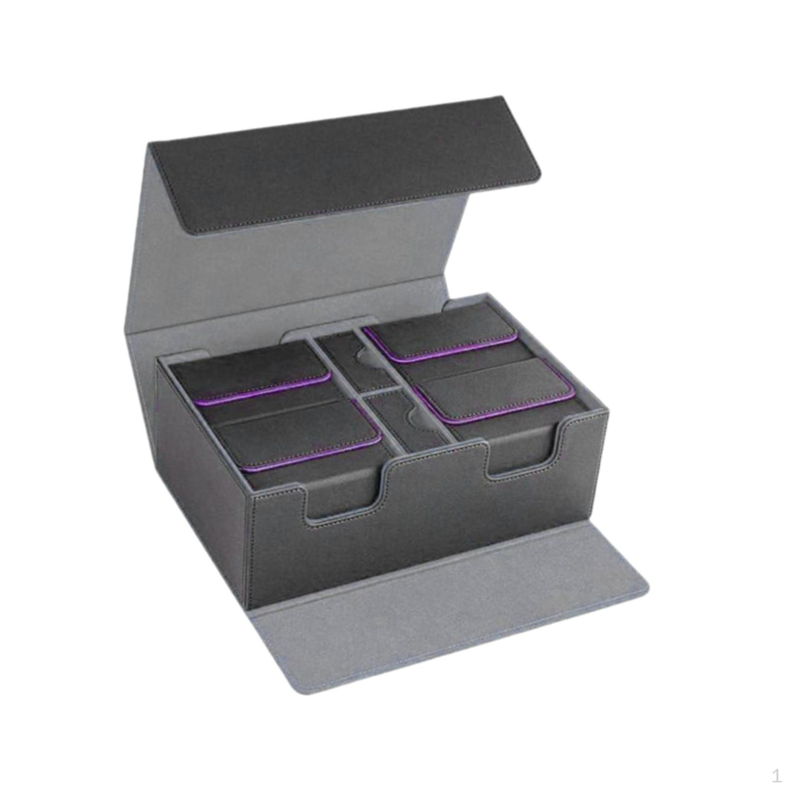 

Card Deck Case Cards Gathering Storage Box W/ Closure Lid Multipurpose Game Organizer for Grey Purple Inner