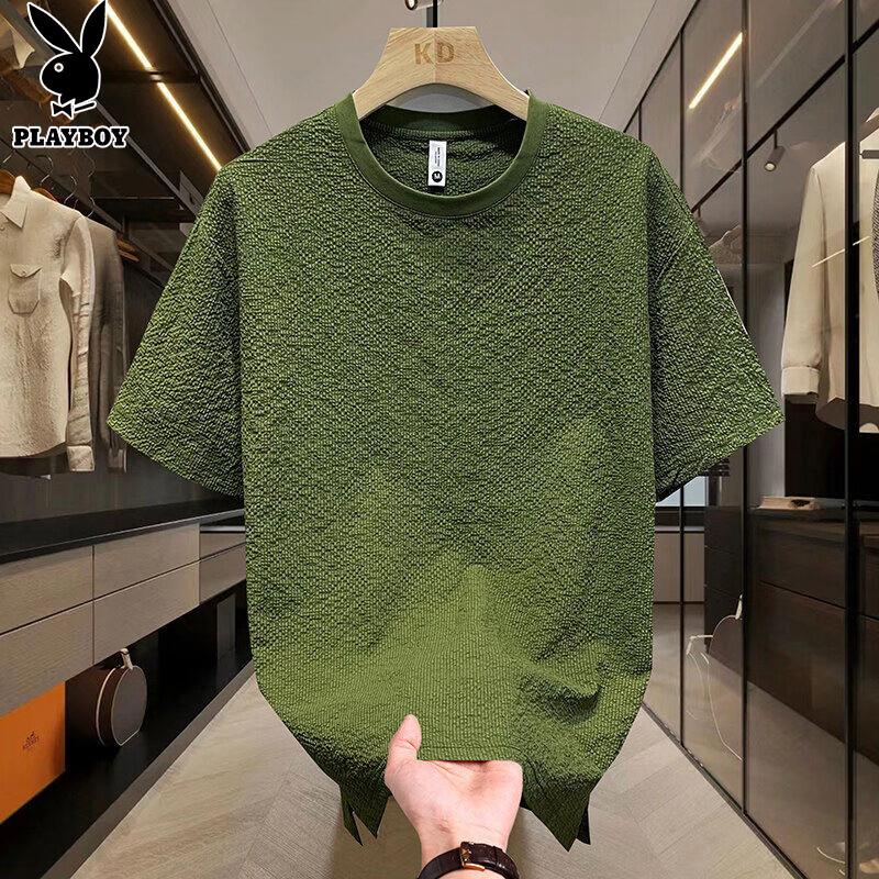 PLAYBOY Men s Round Neck Ice Silk Short Sleeve T-Shirt XL