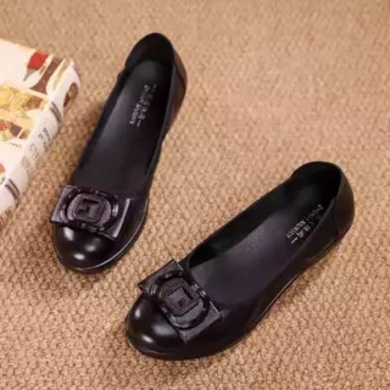 

Весна новая обувь на плоской подошве для среднего возраста 2, легкая повседневная рабочая обувь, неглубокие туфли 40 чёрный