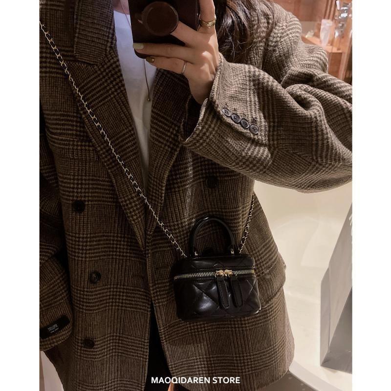 New textured mini rhombus chain bag trendy versatile shoulder messenger bag fashionable women's bag