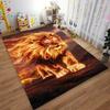 Fiery Lion Print Carpet with Bold Design in Warm Tones Suitable for use as an anti-slip for living room bedroom sofas