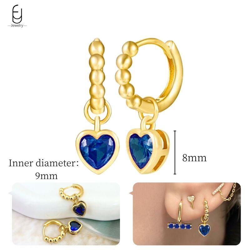 925 Silver Ear Buckles Fashion Hoop Earrings Dark Blue Crystal Pendant Gold Earrings High Women's Jewelry Luxury Gifts