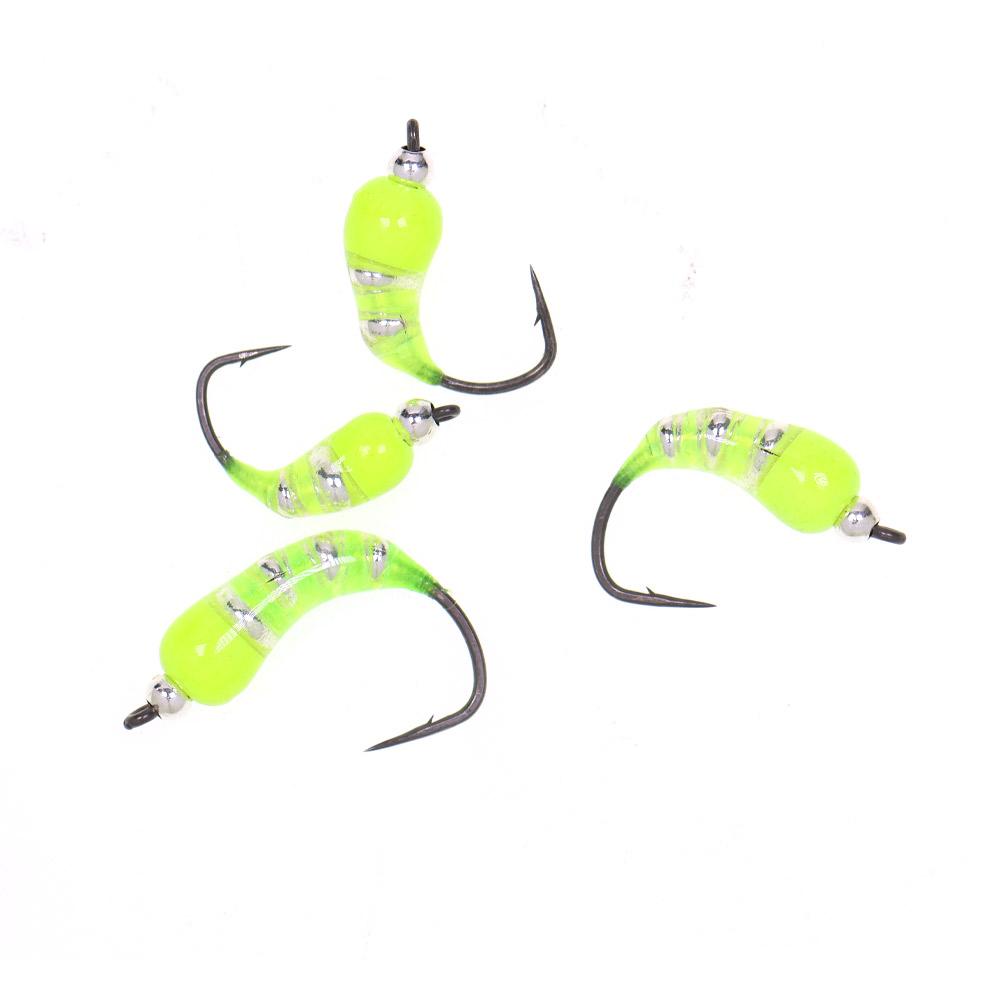 5 Stück #6 #8 #10 #12 Eisangeln Epoxidnymphe Messingperlenkopf Schnell sinkend Scud Bug Wurm Fliege für Forellen Panfish Angelköder