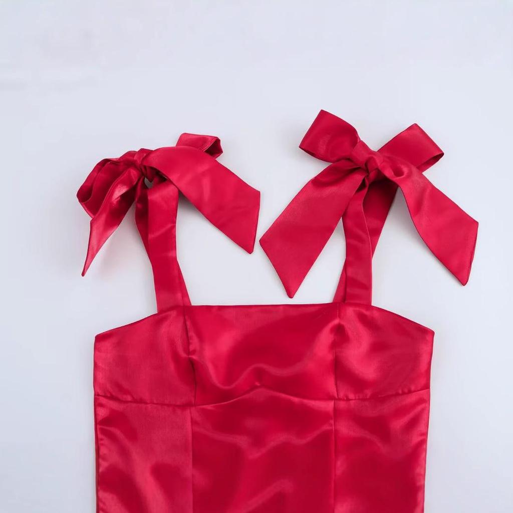 2025 Spring Women's European & American Style Bow Tie Dress