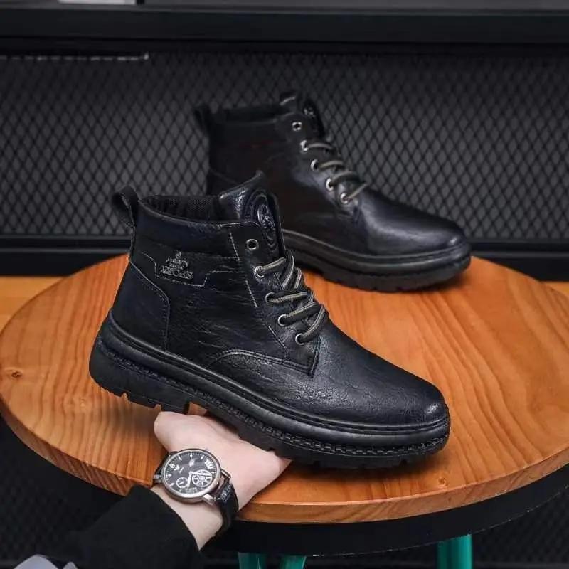 Fashion Trendy 2025 Male Shoes Leather Men's Boots Warm Winter Waterproof High Quality Classic Fashion Footwear Low Price Offers Cheap