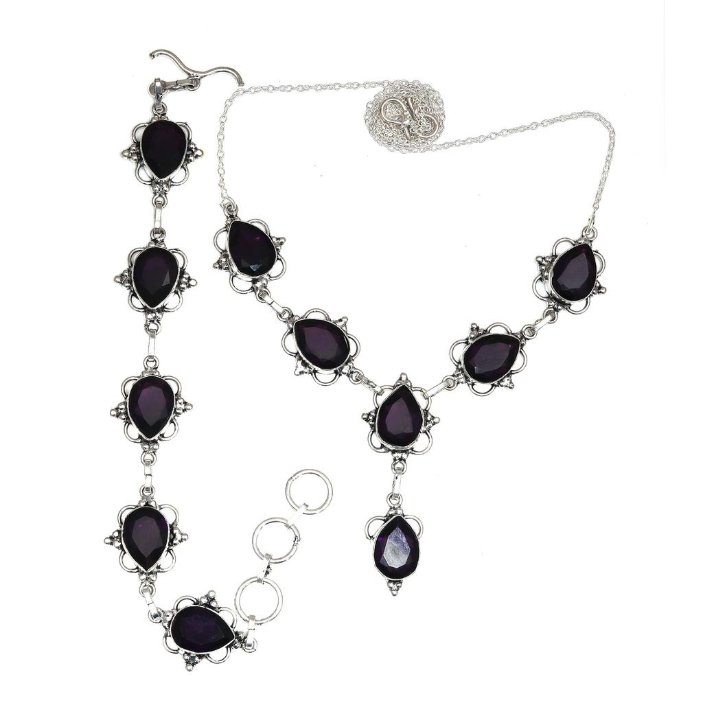 Onyx Black Set Jewelry Sterling Earrings Pendant Plated Gemstone