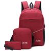 3 szt. Zestawy plecak na laptopa USB Charge Business Men Women Travel Plecaki na ramię Torba szkolna 4 kolory Fashion Bag