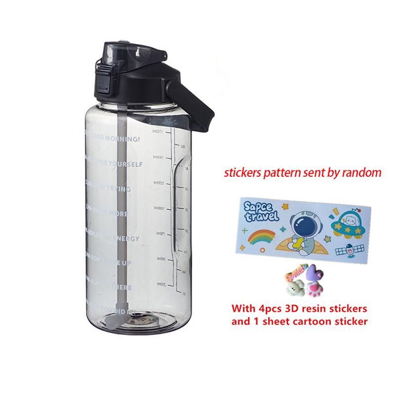 

Пластиковый чайник объемом 2 литра, большая портативная дорожная бутылка для воды с трубочкой, спортивная фитнес-кружка, портативная бутылка для напитков с наклейкой