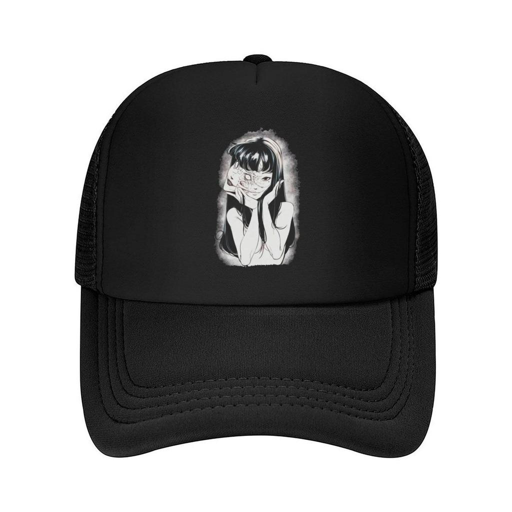 Junji Ito Style Horror Graphic Mesh Baseball Cap Casual Hat Outdoor For Womens Unisex FeUnisex
