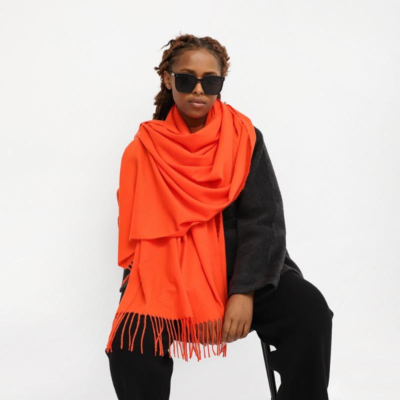 Solid color imitation cashmere scarf Ankara red shawl knitted warm scarf long shawl