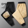 Pantaloni invernali da uomo in pile spesso con coulisse, elastico in vita, tasche con ritenzione del calore, tinta unita, caldi, sportivi, da viaggio e da lavoro