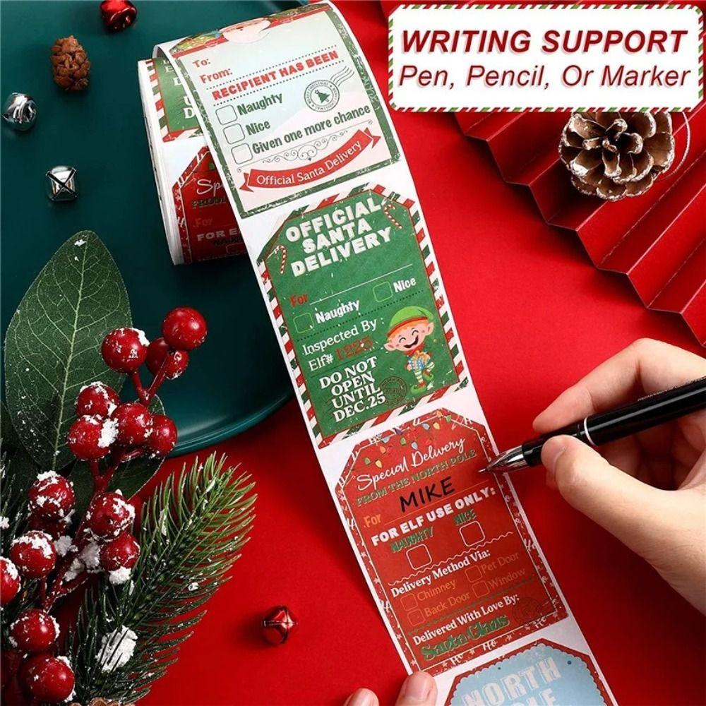 200Pcs/Roll Creative Christmas Gift Tags Stickers Greeting Cards Decorations Christmas Decoration