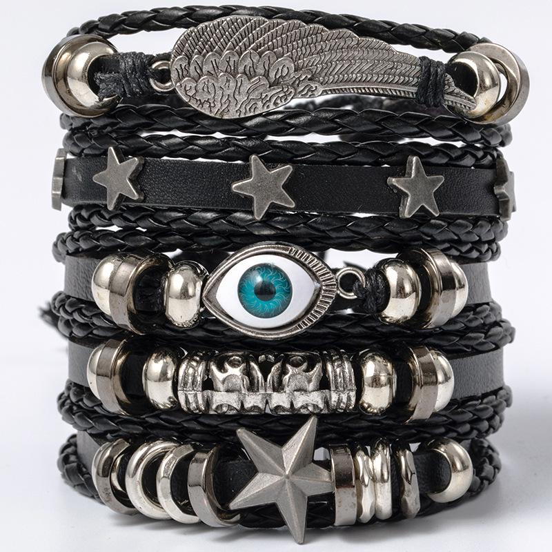 Men's Retro Multi-Layer Handmade Leather Bracelet Set