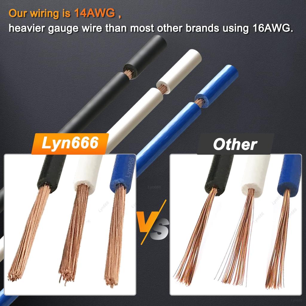 H4 Pigtail Headlight Socket H4 Connector Wiring Harness Female Plug 14AWG Ceramic H4 9003 Pigtail Connector (pack of 2)