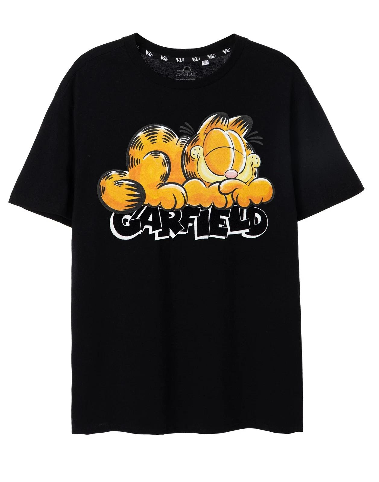 Garfield Black Sleeping Garfield Short Sleeved 100% Cotton T-shirt Mens Tees Top Mens L