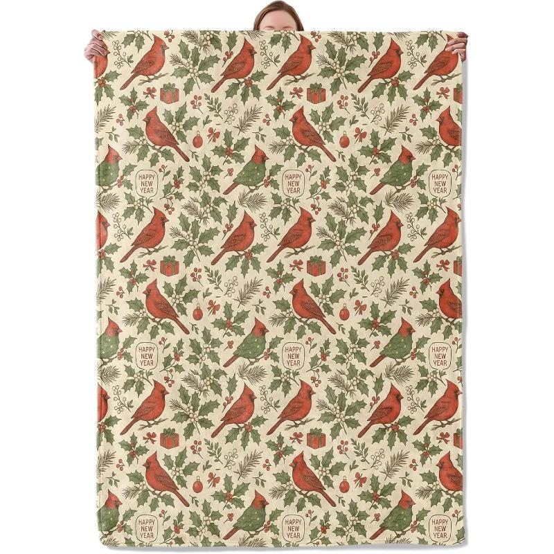 

Santa and Gingerbread Christmas Blanket Gifts for Adults Women Girls Kids,Santa Claus, Candy Canes Flannel Blankets for Bedroom, 75x90cm