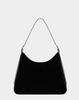 Kisyning Suede Leather Strap Hobo Bag (Black)