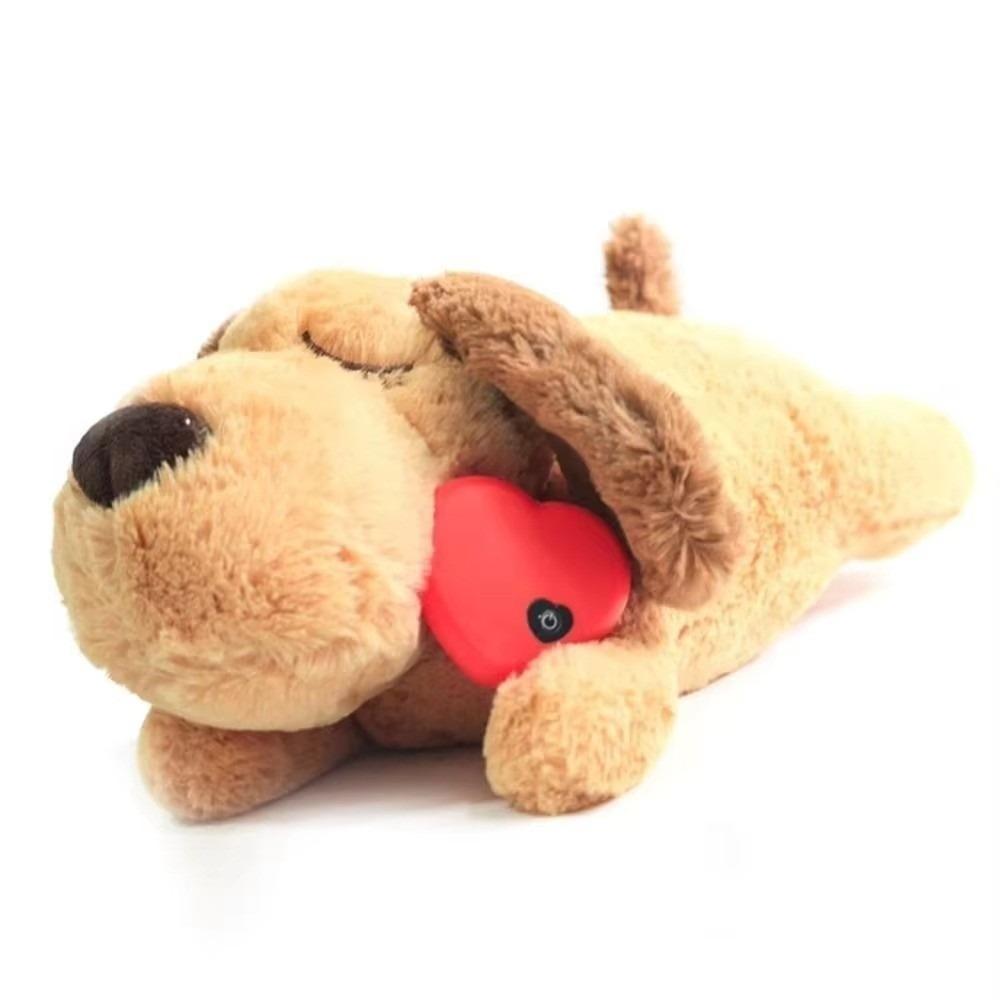 Soft Stuffed Dog Heartbeat Toy Lying Design Anxiety Relief Toy Cute Stuffed Animal Plush  for Dogs