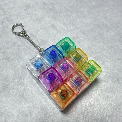 4/9 Keys LED Keyboard Keychain Fidget Toys Crystal Clicker Sensory Toy for Stress Relief Keyboard Keychain Fidget Gadget