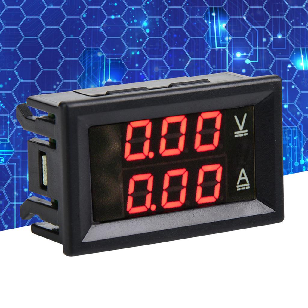 3 Digit DC 0 100V 50A 10A Voltmeter Ammeter Gauge Dual LED Panel (Red & Red 10A)