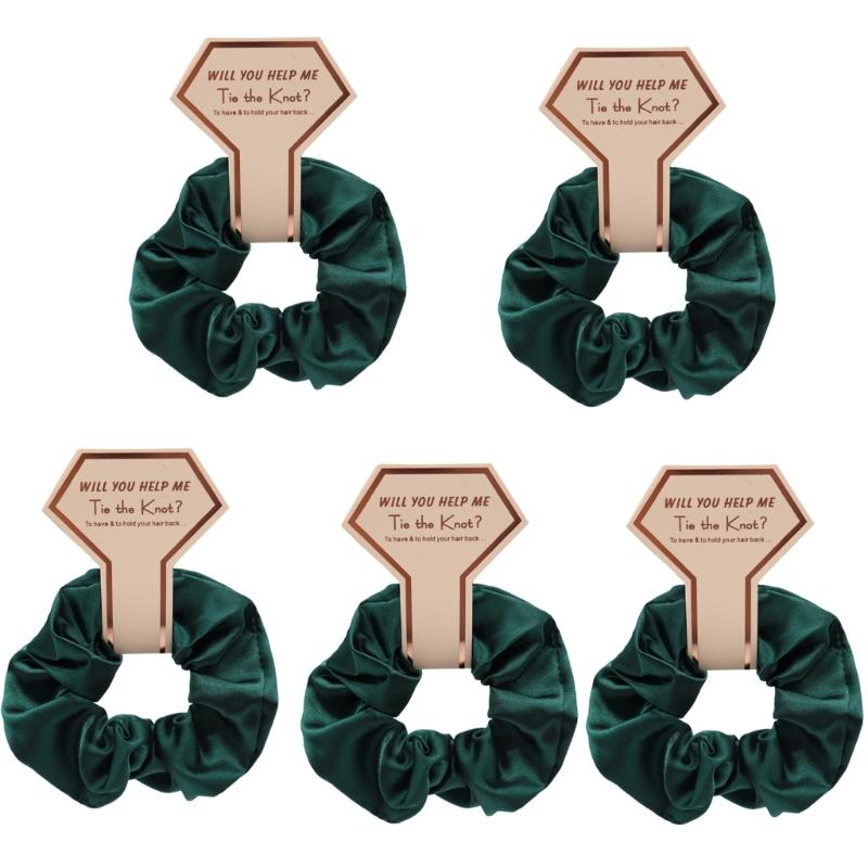 

Bridesmaid Hair Scrunchy Bridal Shower Stains Hair Scrunchies Party Accessories Hairpiece for Wedding Party 5PCS