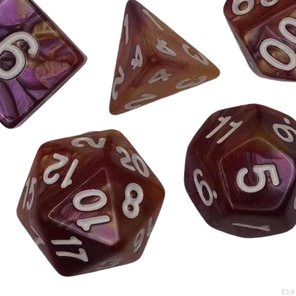 7 stycken färgglada polyedriska tärningar samling brädspelsrekvisita leksaker presenter Hållbar slät yta för