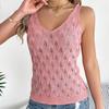 Damen T-Shirt mit V-Ausschnitt, ärmellos, Streifenmuster, für Damen, T-Shirt, Street-Strickmode