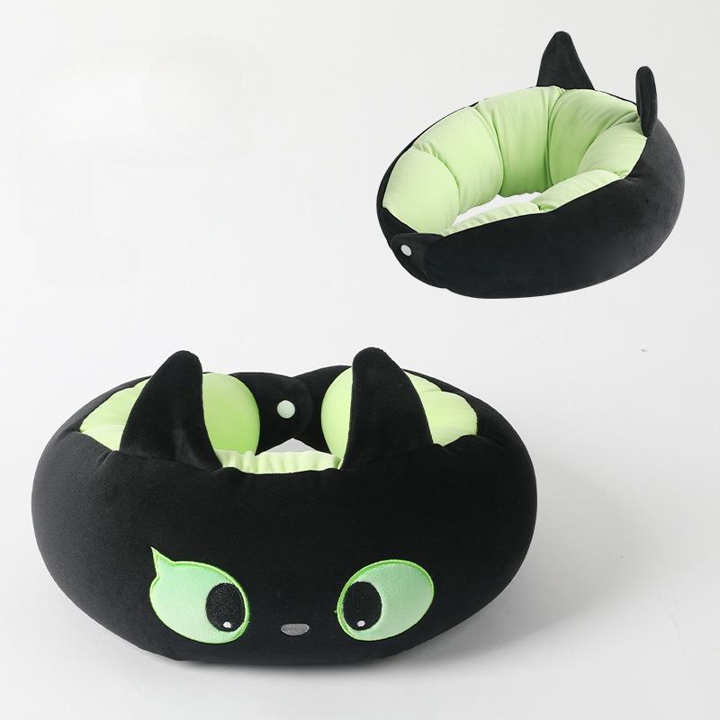 Cartoon Cat Deformable U-Shaped Neck Pillow with PP Cotton Filling for Napping Travel Cervical Neck Support Pillow