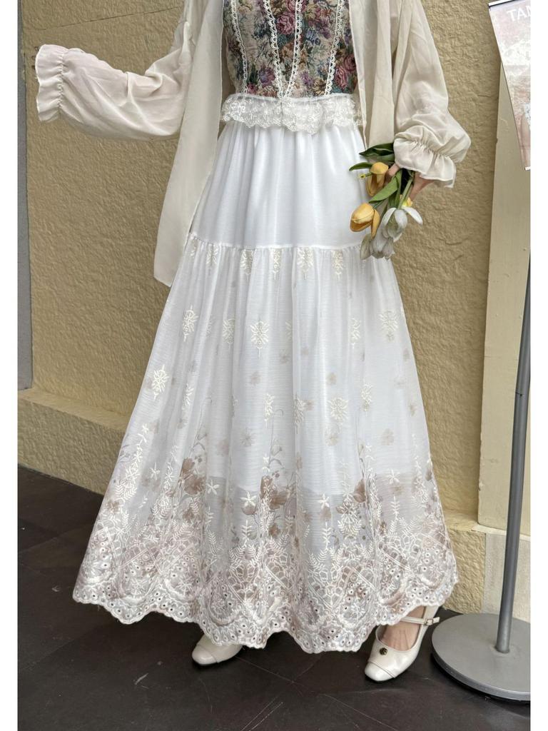 Embroidered Ethnic A-line Skirt for Autumn/Winter