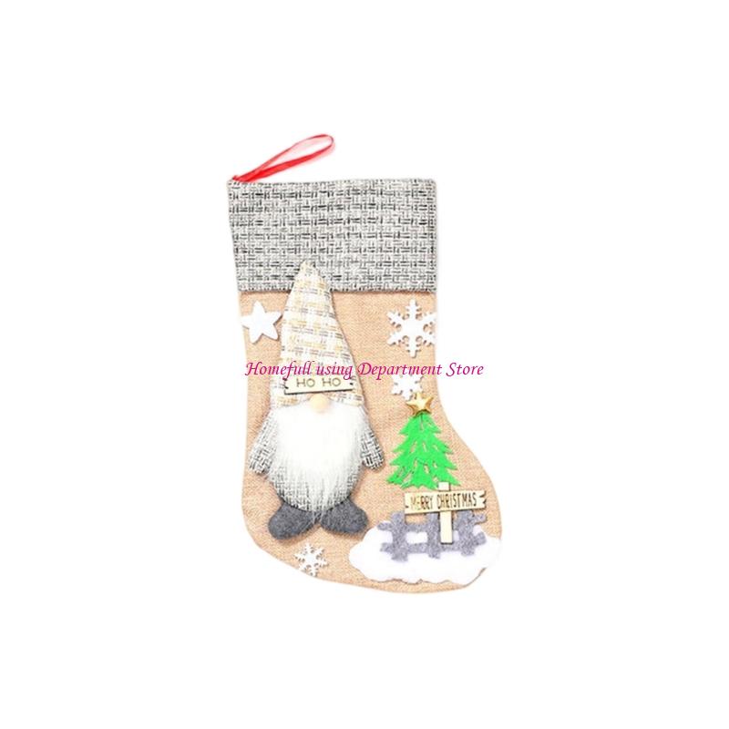 

Christmas Stockings Candy Bag Lovely Christmas Hanging Socks For Fireplaces Home Office Party Decorations жовтий