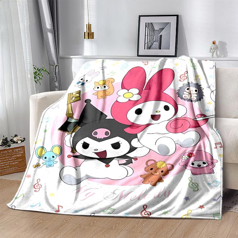 1pc My Melody and Friends Blanket, Soft Throw for Room Decor, Perfect Gift for Family and Friend, Seasonal Use Home Decoration, Cozy Bedding Accessory