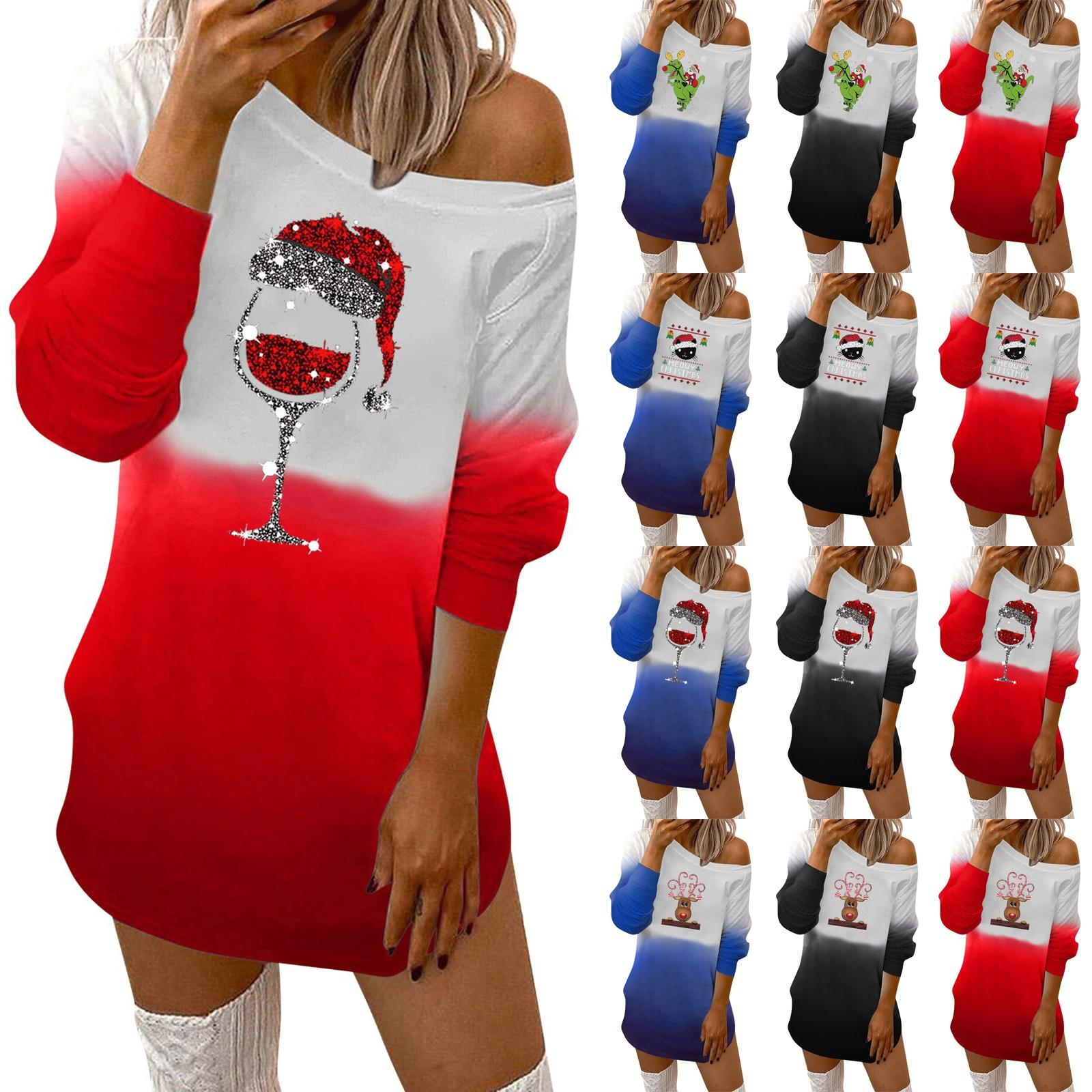 

Модный женский осенне-зимний повседневный топ с длинным рукавом с круглым вырезом и принтом на Хэллоуин