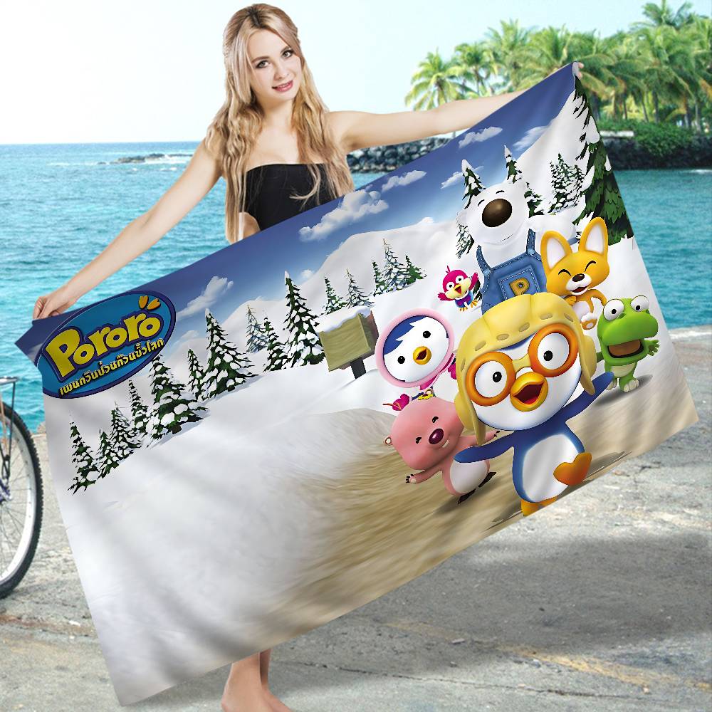 Cartoon P-Pororo Cute Microfiber Beach Towel Absorbent Quick Dry Soft Yoga Swimming Resort Mountain Climbing Towel