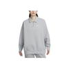 Nike Sportswear Phoenix Fleece Logo Collar Fleece Long Sleeve Sweatshirt Women Sweatshirt Dark-Gray Sail-White FZ3208-063