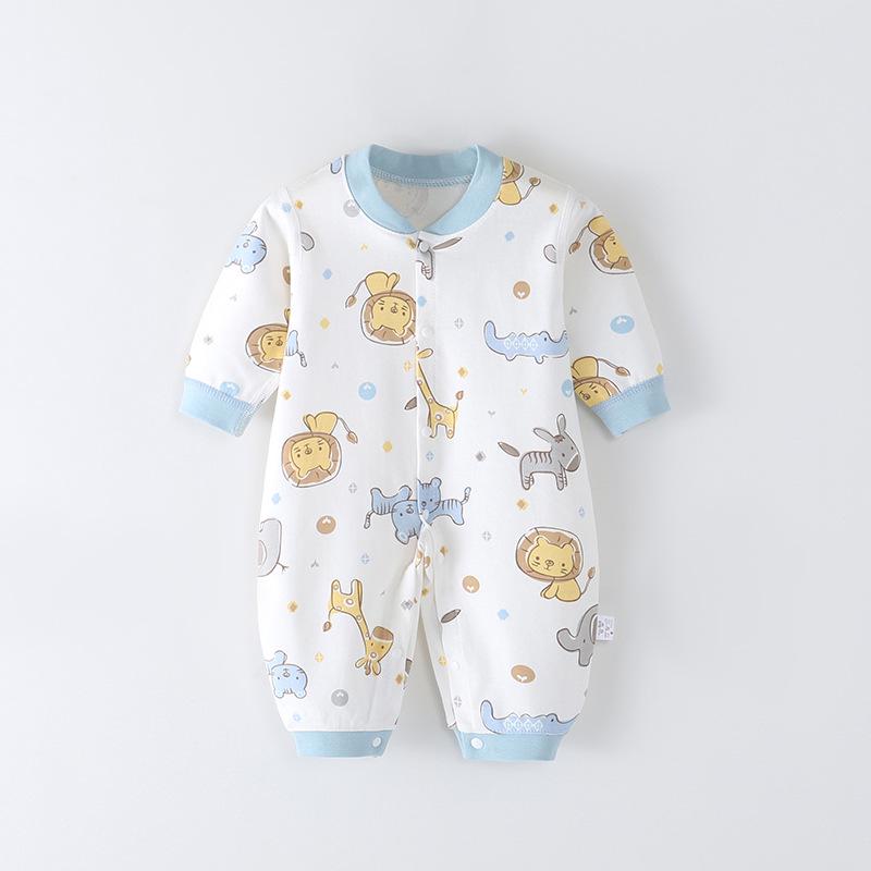 Infant & Toddler Long Sleeve Cotton Romper - Unisex Cartoon Print for Autumn/Winter