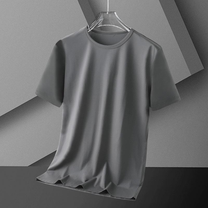 Men's Loose Fit Ice Silk Solid Color Short-Sleeve T-Shirt - Simple & Versatile Summer Style