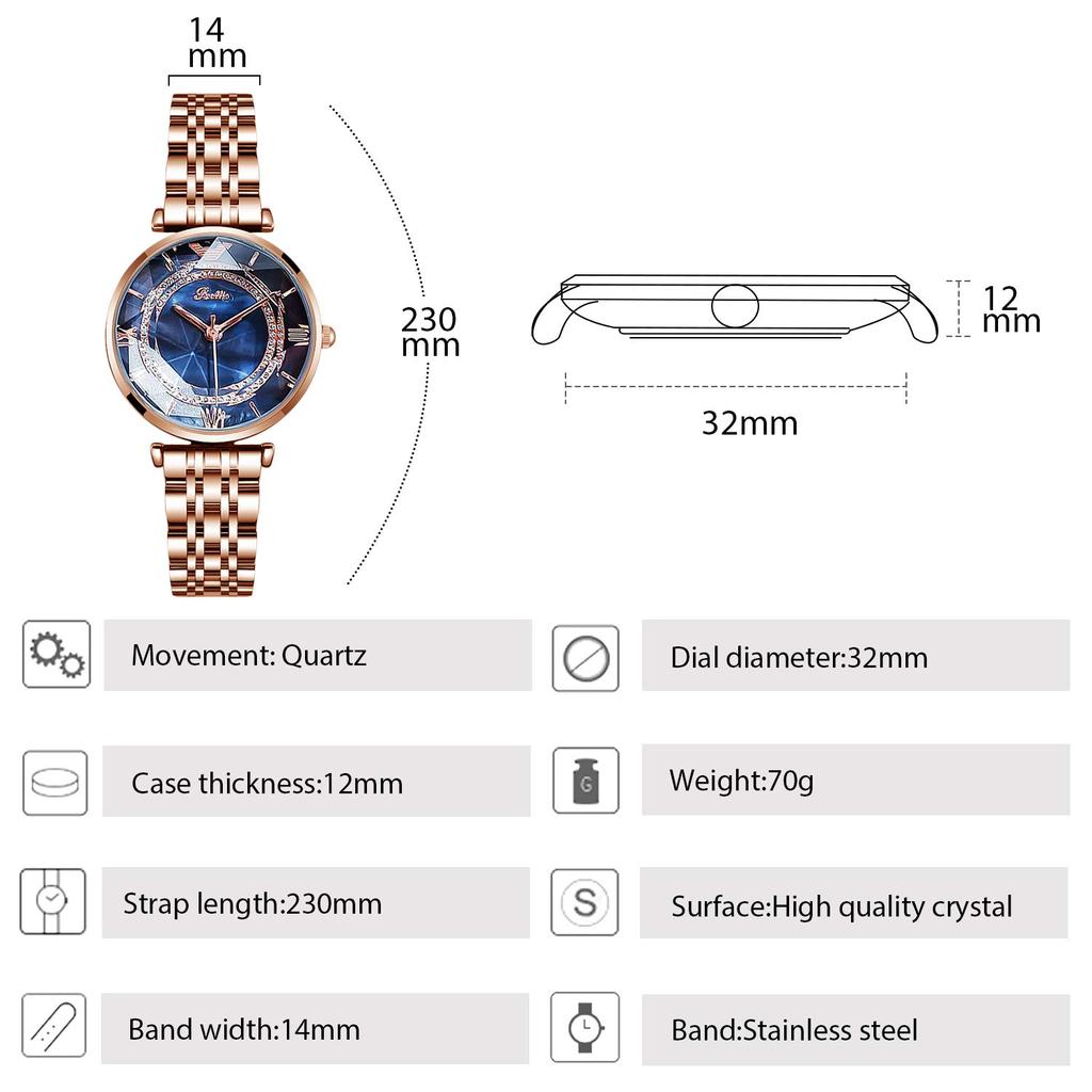 RORIOS Stylish and Popular Quartz Stainless Steel Analog Watch for Perfect for and Blue D Women's Watch, Cute, Watch, Women, School, Work, Dates,