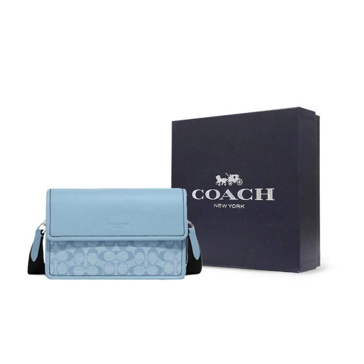 COACH Turner Fabric With Leather Crossbody Bags Medium Women's Light Blue CH828-SVLB