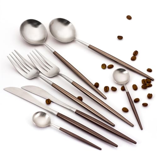 Andoo Cutlery Set Gold Stylish Tableware Stainless Steel Dinner Knife Spoon Fork Glossy Steak Table Dessert Pasta Sharp Chopsticks Chopstick Western +