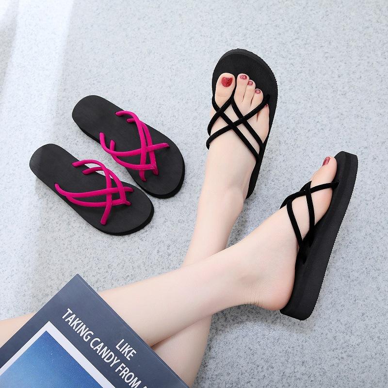 Fashion Summer Women's Slippers Lightweight Flip Flops Fashion Platform Home Slippers Black Outdoor Beach Shoes EVA Flat Women Sandals