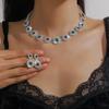 Zinc Zinc Alloy Bridal Jewelry Set Shiny Luxury Jewelry Brilliant Wedding  Rhinestone Set  Holiday