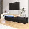 Modern TV Cabinet Design: Stylish Elegance, Practical Storage Space, High-Gloss Black, Wood Look, Glass Shelves, LED Lighting