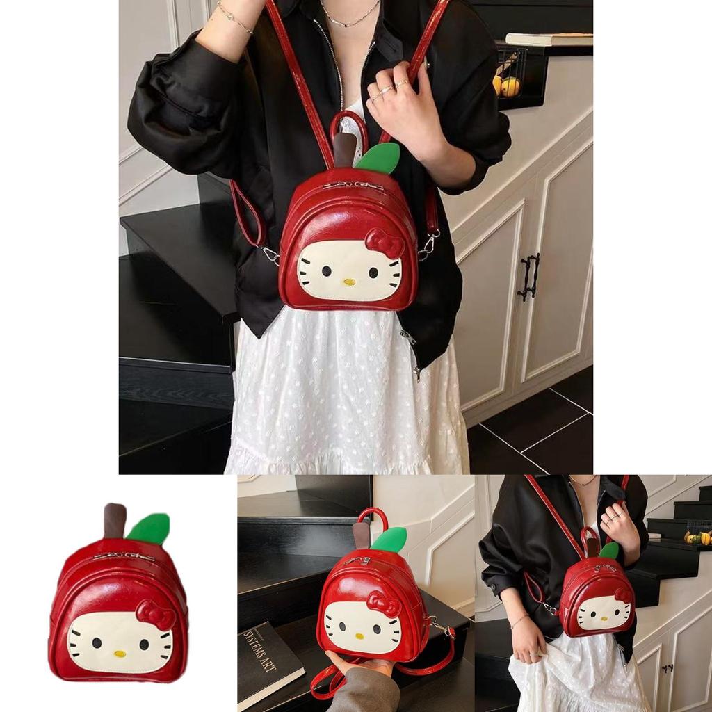 Mini Zaino Adorabile Hello Kitty Design Mela Rossa Per L'Uso Quotidiano