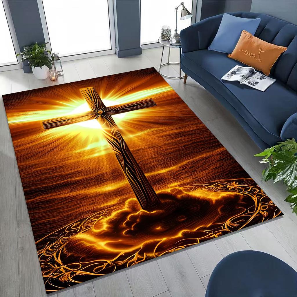 New Pray Jesus Rug for Bedroom Living Room Sofa Home Doormat Decor, Large Kids Play Non-slip Floor Mat