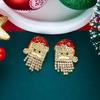 Elegant Christmas Santa Rhinestone Pearl Tassel Drop Earrings for Women Festive Holiday Statement Earrings Christmas Party Gifts
